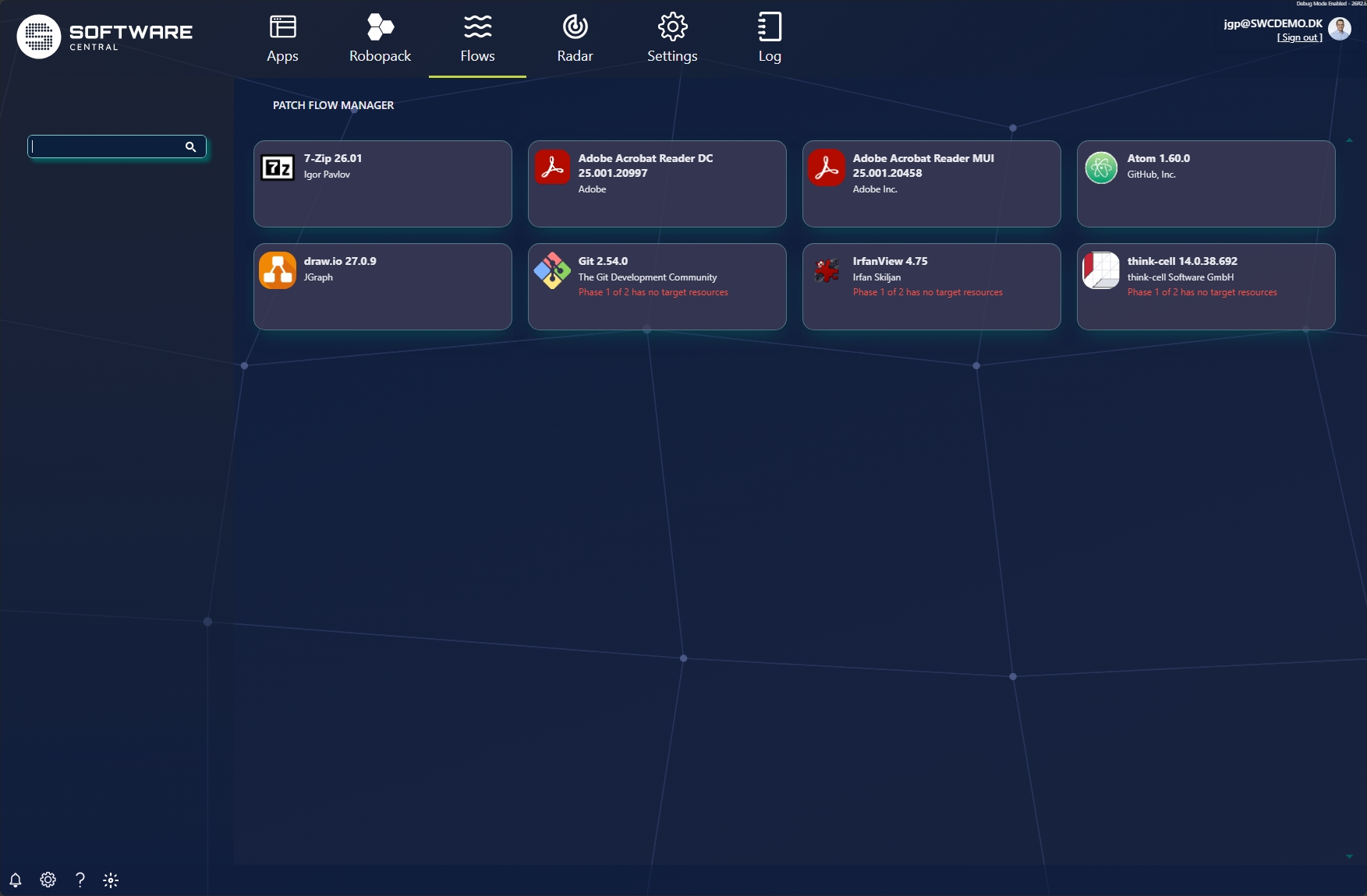 Patch Flow Manager gallery of applications that have a patch flow