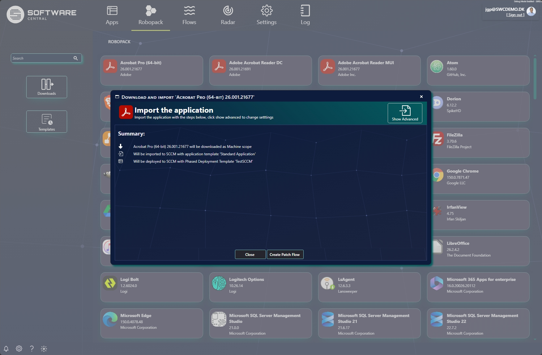 Download and import dialog - simple view with a summary