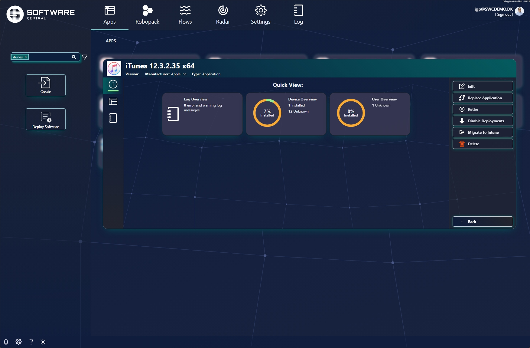 SCCM application Quick View with extra actions Retire, Disable Deployments and Migrate To Intune
