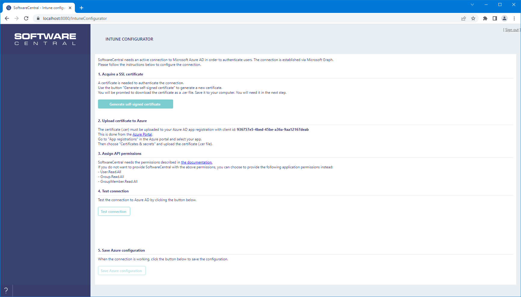 Intune configurator screen